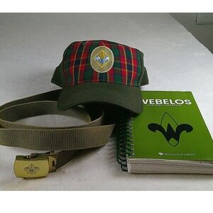 Boy Scouts of America Webelos Set Hat Belt and Cub Scout Handbook Olive Green